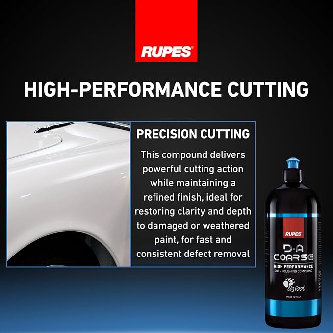 RUPES 1000 ml D-A Coarse High Performance Cut Polishing Compound for Car Detailing & Removing Scratches (Pack of 12) | Severe Defect Removal | Micro-Abrasive Technology | Removes Swirl Marks