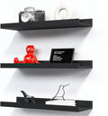 RICHER HOUSE 3 Set Floating Shelves for Wall, 16 inches Black Wall Mounted Shelves with Lip for Storage, Display Picture Ledg