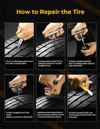 AUTOWN Flat Tire Repair Kit with Air Compressor 54 Pieces for Car, Motorcycle, ATV, Jeep, Truck, Tractor Flat Tire Repair (54