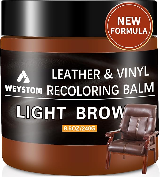 Leather Recoloring Balm - Light Brown Leather Repair Kit for Furniture, Dye, Recolor, Renew, Repair & Restore Aged, Faded, Cr