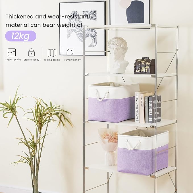 Large Storage Baskets- 16x12x12 inch Storage Bins for Shelves and Closet Organizing, Foldable Fabric Bin for Home Organizatio