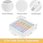Joyoldelf Sock Organizer Drawer Organizer - 2 Packs Underwear Organizer, 48 Cells Collapsible Closet Organizers and Storage S