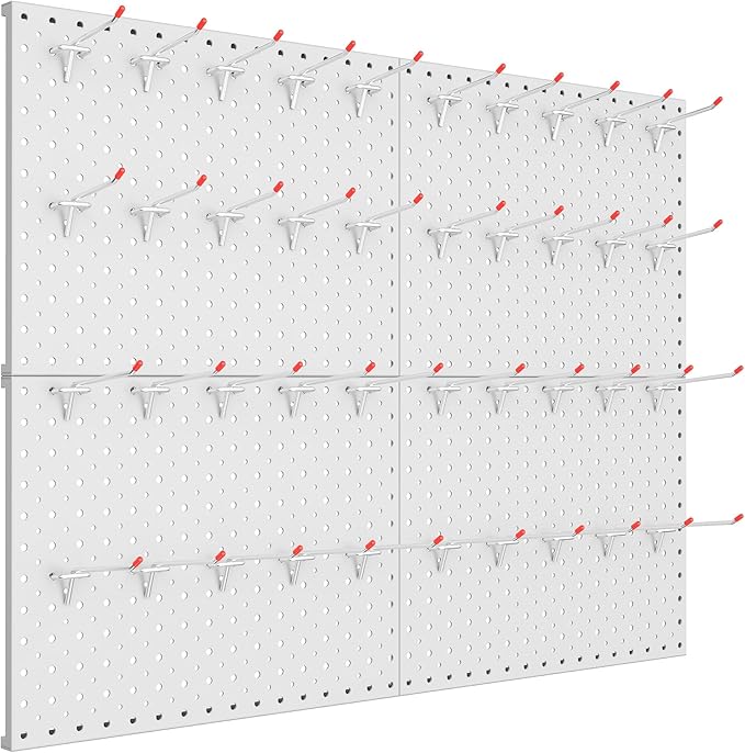 TORACK Metal Pegboard Panels and Hooks for Garage, Workbench, Shop, Shed Tool Organizer Peg Board with 1/8" & 1/4" Holes, Mod
