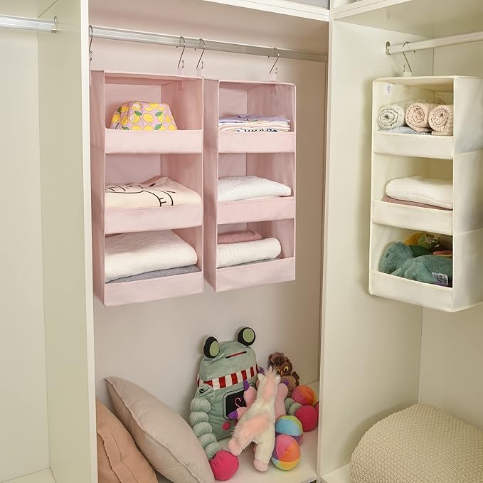 GRANNY SAYS 3 Shelf Hanging Closet Organizers and Storage, Collapsible Closet Storage Organizer with 2 Metal Hooks, Leak-Proo