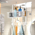 Kaiferty Over The Door Hooks Organizer,Door Hanger Door Storage with Basket,Over The Door Towel Rack Coat Hooks with 12 Hooks