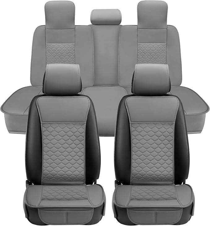 Elantrip Car Seat Cover Full Set Leather Car Seat Protector Universal fit for Most Cars SUVs and Trucks Water Proof Front and