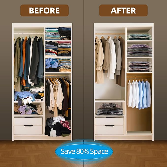 18 Pack Travel Vacuum Bags for Clothing,Compression Seal Packing Cubes for Suitcase Backpack,Vacuum Seal Bags for Clothing,Ca