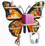 Orange Butterfly Tonie Shelf for Tonie and Box - Magnetic Wooden Floating Shelf for Figure Storage,Cute Tonie Wall Shelf for 