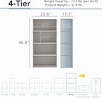 Homes: Inside + Out Apexa 4-Tier Cube Storage Organizer Shelves, Stackable Wood Bookcase Fits Cubby Bins for Organization, Do