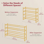 Tajsoon Expandable Shoe Rack for Closet 4 Tier, 29“-41“Adjustable & Stackable Shoe Shelf Storage, Metal Shoe Rack Organizer f