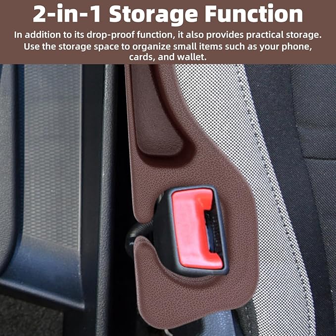 2pcs Car Seat Gap Filler, No Drop Guard Universal Gap Organizer Between Seat and Console Prevents Phone Keys Cards Falling (Brown)