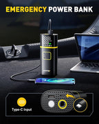 AUXITO AS1 Tire Inflator Portable Air Compressor - 150PSI Bike Pump 1Min Fast Inflate with Tire Pressure Gauge, 5200 mAh, LED Light, Car Accessories Air Pump for Auto, Moto, Bike Car Gifts for Men