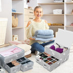 EASEVE 2 Pack Sock Underwear Drawer Organizer Divider - Closet Organizers and Storage Dresser Organizer Wardrobe Clothes Box 