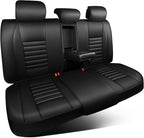 CAR PASS Back Seat Covers, Nappa Leather Rear Seat Bench Cushion Lined Sponge Waterproof Breathable PU Split Back Row Protect
