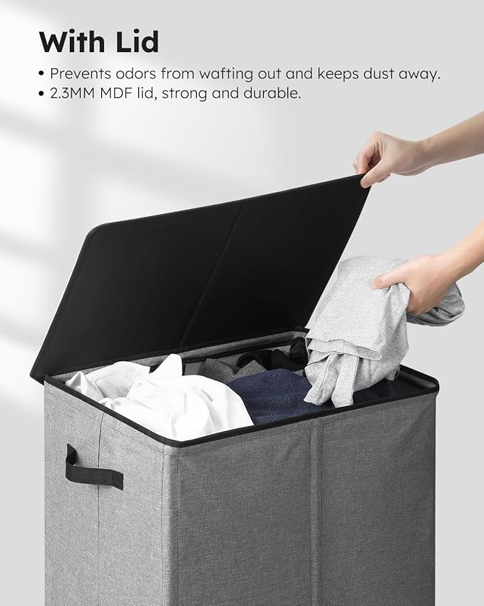 SOLEDI Laundry Hamper with Lid 130L Large & Tall Collapsible Laundry Basket, Clothes Hamper with Bag Removable Easy to Carry,
