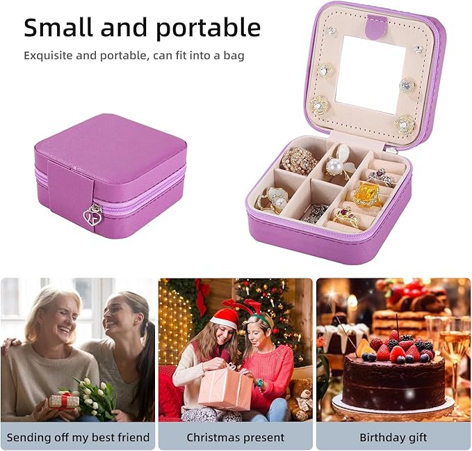 KElofoN Travel jewelry case Travel jewelry box Travel Jewelry Organizer Small Jewelry Organizer Box for Girls Women with Mirr