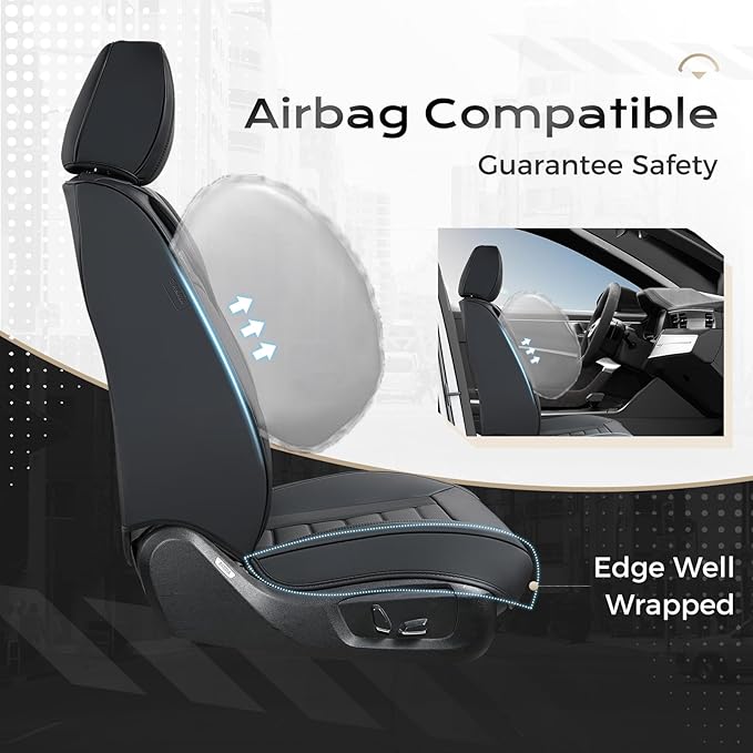 Coverado Car Seat Covers Full Set, Seat Covers for Cars, Front Seat Covers and Back Seat Cover Waterproof Leather Automotive 