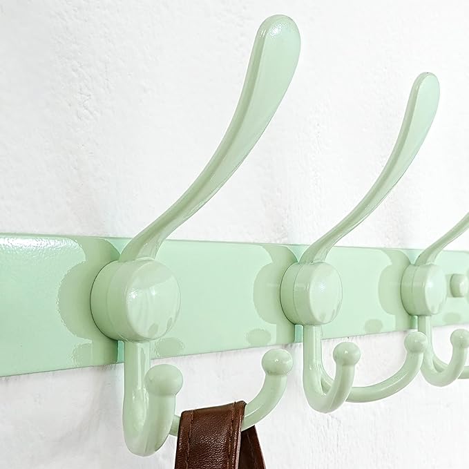 Dseap Coat Rack Wall Mount - 38” Long 10-Tri-Hooks Heavy Duty Coat Hanger Rail Wall Hooks for Hanging Coats Hats Clothing Clo
