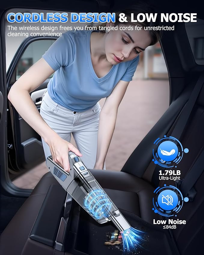 BQYPOWER Handheld Vacuum Cordless, 16000PA Strong Suction Hand Held Vacuum Dust Busters Cordless Rechargeable with Multiple A