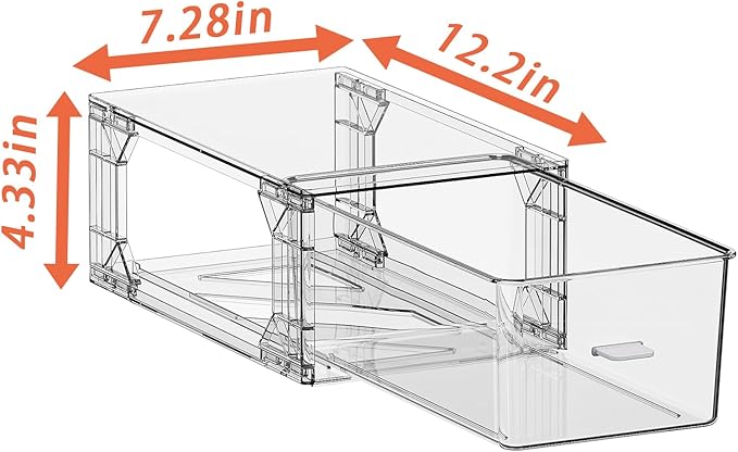 4 pack clear Drawer-Type Plastic Storage Box Bins Organizer，Family First Aid Kits Medicine cabinet Box Organizer,Closet ，Shel