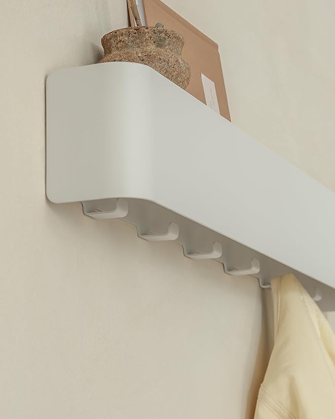 Kazai.® Coat Rack Wall Mount with Shelf 'Tone' | Modern Design Coat Hanger with Hidden Hooks and Storage | Hat Rack with Shel