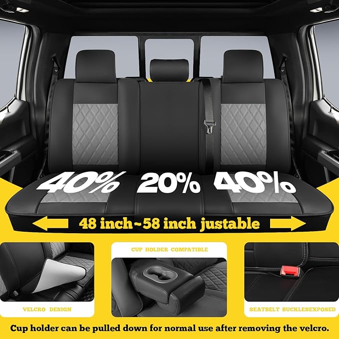 LINGVIDO Car Seat Covers Full Set (5 Seats) - Premium Perforated Nappa Leather, Waterproof Shield, Omni-Adapt Fit SUVs Sedans