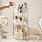 Oifecsie 360° Rotating Makeup Organizer, Large Capacity SkinCare Organizer, 3 Tier Cosmetic Skin Care Perfume Dresser Organiz