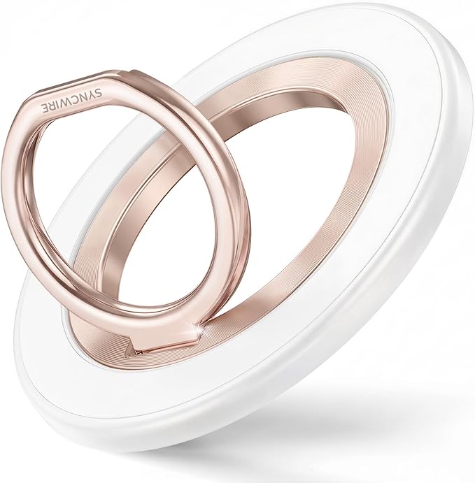 SYNCWIRE Magnetic Phone Ring Holder for MagSafe, 360° Rotation Cell Phone Grip Stand Finger Ring Kickstand Two-Sided Magnet Compatible with iPhone 17 Pro Max 16 15 14 13 12 MagSafe Accessories