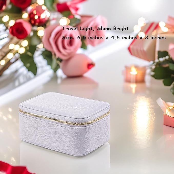VLANDO Travel Jewelry Box Organizer – Portable PU Leather Jewelry Case with 6/8/12 Zippered Pouches, Compact Storage for Earr