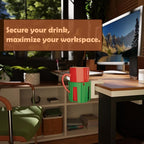 Original Large Desk Cup Holder Clamp – Cup-Holster, The Anti-Spill Cup Holder for Table, Office & Gaming – Multi-Directional 