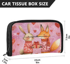 Car Tissue Holder Car Visor Organizer Tissue Box Holder for Car Sun Visor Organizer with Car Vehicle Accessories Essentials Interior for Women Men Valentines Fox Bunny Hearts Pink