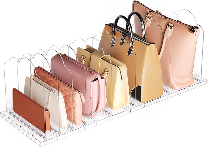 Lifewit Purse Organizer for Closet, 9.7" Tall Clear Handbags Storage Organizer, Adjustable Clutch Organizer Holder for Closet