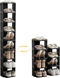 Vertical Shoe Rack, 9-Tier Plastic Stackable Storage Shelf for Small Closets and Narrow Spaces, Compact Free Standing Shoe Ra