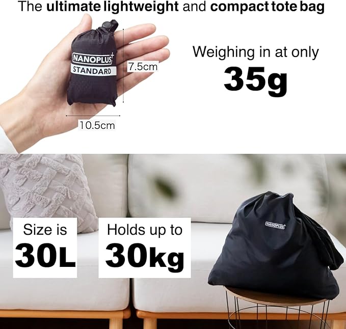 Compact Reusable Grocery Tote Bag – Lightweight, Foldable & Packable Shopping Bag for Travel