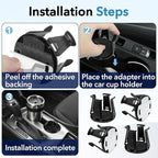 4PCS Car Cup Holder Insert, Self-Adhesive Expanding Cup Holder Inserts for Car, Automotive Black Cup Holder Adapter with Clam