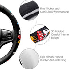 Finex Silicone 3D Molded Design - Checker Auto Car Steering Wheel Cover - Black - Universal Fit
