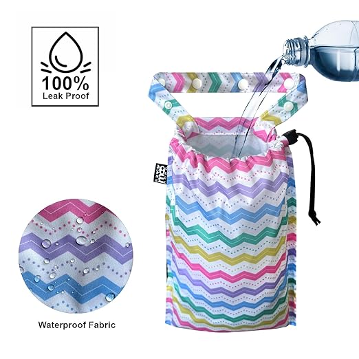 Cute Hanging Car Trash Garbage Bag 100% Leakproof Waterproof Multipurpose for Car Back Front Seat Console with Hanging Strap (Colorful Ripple)