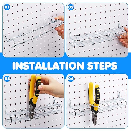 Hanaive 4 Pieces Pegboard Pliers Holder, Holds 11 Plier Per Rack, Steel Pegboard Hooks Pliers Peg Board Organizer Accessories
