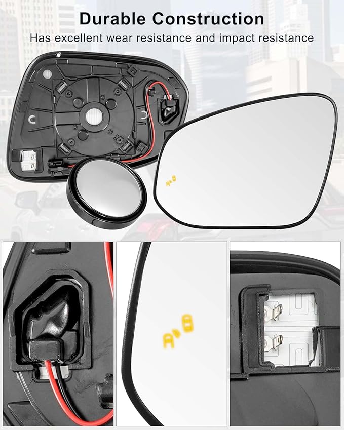 Blind Spot Heated Mirror Glass Fit for Toyota RAV4 4runner Tacoma Venza 2013-2025 Replace 8790704010 879610R080 879610R090 879610R210 879610R220 8796142E00, Left Driver Side