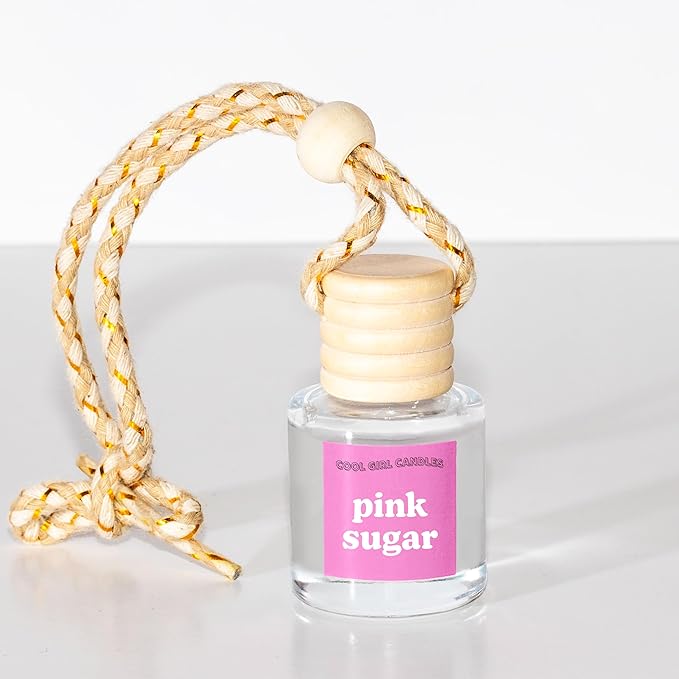 COOLGIRLCANDLES Pink Sugar Car Air Hanging Fragrance Oil Diffuser - Essential Oils Air Freshener for Automobiles, Long Lastin