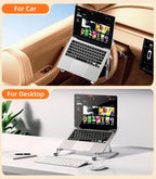 Car Laptop Mount Steering Wheel Tray Holder, Height Adjustable Car Desk for Laptop Computer Tablet, Foldable Portable Lap Laptop Stand for Car Vehicle Workstation Accessories Truck SUV Tesla