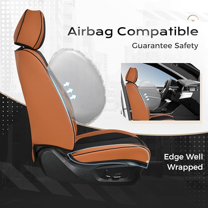Coverado Car Seat Covers Full Set, Seat Covers for Cars, Black Car Seat Covers Front Seats and Back Car Seat Protector Waterp