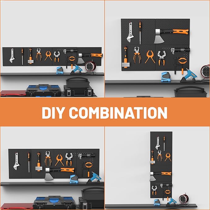 Ultrawall Metal Peg Board Panels with Hooks, Pegboard Wall Tool Organizer for Garage, 74pcs Peg Board with Accessories, 16"X1