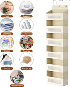 Over The Door Organizer with 6 Large Pockets, Over the Door Storage 12 Side Pockets, Hanging Door Organzier 44 lb Load Behind