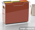 Clear File Box Hanging File Folder Organizer, Letter Size Portable Acrylic File Organizer Box with Handle, Filing Holder for 