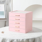 Frebeauty Clear Lid Jewelry Box,5-Layer Jewelry Organizer with Drawer,PU Leather Jewelry Organizers and Storage,Jewelry Boxes