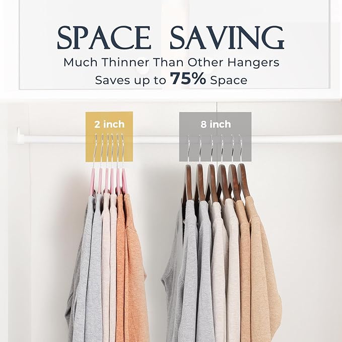 HOUSE DAY Lt Pink Velvet Hangers 20 Pack, Non Slip Clothes Felt Hanger Heavy Duty for Coat, Premium Slim Space Saving Suit Ha