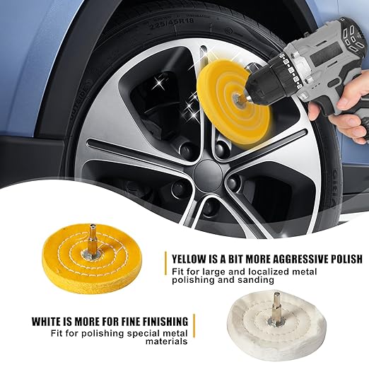 Drill Buffing Wheel Kits 9pcs, Polishing Wheel with Green Compound, High Density Polisher Buffing Wheels for Metal, Jewelry, Car, Aluminum, DIY Buffing & Finishing