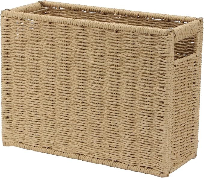 14.6 x 5.9 x 10.8 Inch Large Decorative File Box, Decorative File Baskets for Seagrass Hanging Organizers Portable Letter Siz