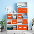 artsdi 11x11 storage cube bins (Set of 10) Foldable Fabric storage cubes with 10 Labels Window Cards & a Pen,11 inch cube sto